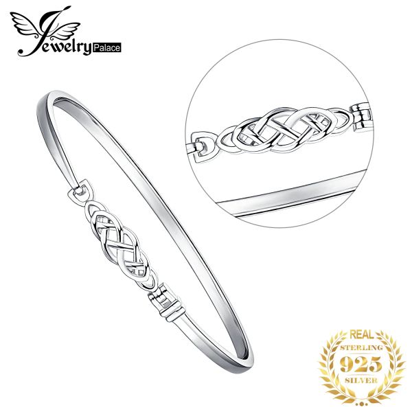 Bangles JewelryPalace Bracciale rigido in argento sterling 925 con nodo celtico irlandese per donna Bracciale rigido femminile trendy alla moda con amore vintage