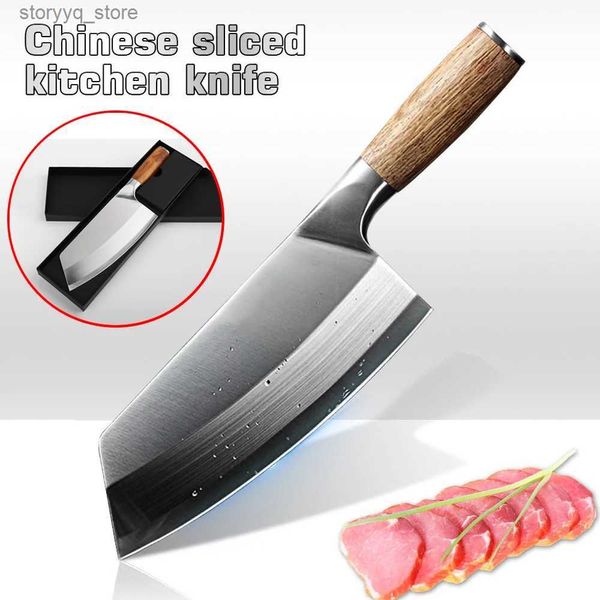 Кухонные ножи Китайский нож для нарезки Острый нож из нержавеющей стали для нарезки шеф-повара Рыба Мясо Овощи Кулинарные инструменты с подарочной коробкой Q240227