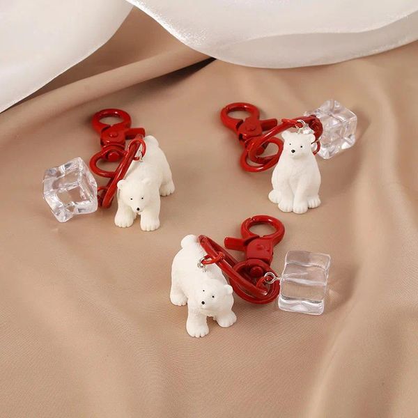 Anahtarlık sevimli kutup ayı buzdağı bloğu anahtarlık aksesuarları yaratıcı el yapımı retro simüle edilmiş hayvan çantası kolye