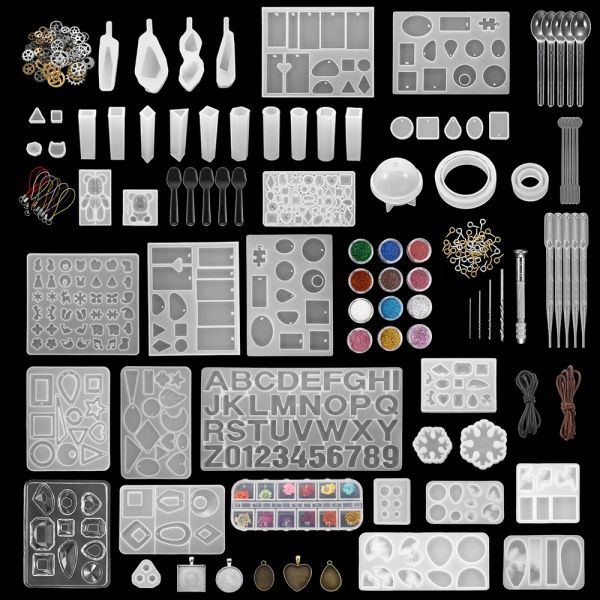 Collane 1 Set Stampi per colata in resina epossidica siliconica stile misto Set di strumenti UV per creazione di gioielli con ciondolo fai da te Trovare accessori Forniture