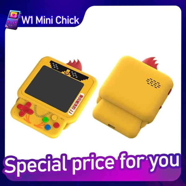 Çantalar 2023 Yeni W1 Mini Retro Chick Handheld Oyun Konsolu Yerleşik RPG/ACT/AVG.ETC Klasik Oyun, Sırt Çantası Kolye Civciv Oyunu Konsolu