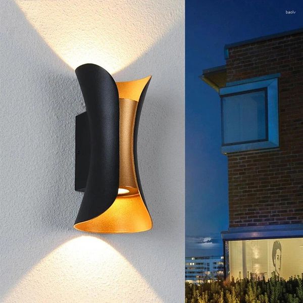 Lâmpada de parede LED para cima e para baixo IP65 à prova d'água Luzes 6W ao ar livre pátio varanda corredor arandela luz decoração iluminação