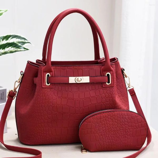 Bolsas de noite Bolsa de ombro feminina com padrão de crocodilo;Bolsa de Grande Capacidade;Bolsa Crossbody Mãe E Filho