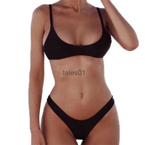 Mulheres Swimwear Mulheres Swimwear Sexy Beach Swim Push Plus Size Cintura Alta Branco Preto Sólido 240226