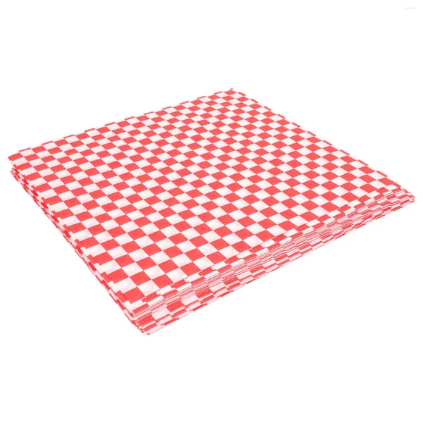 Sacchetti per gioielli 100 pezzi A quadretti Deli Candy Basket Liner Carte da imballaggio per alimenti Repellente per i grassi Sandwich Burger Packing Rosso e bianco