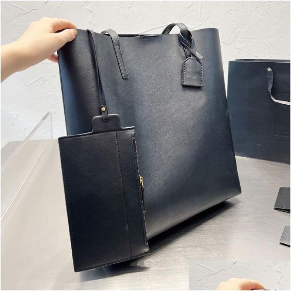 Abendtaschen Mode Tote Shop Tasche Handtaschen Geldbörse Shoder Echtes Leder mit Reißverschlusstasche Einfarbig Große Kapazität Taschen Drop Del Dhgsi