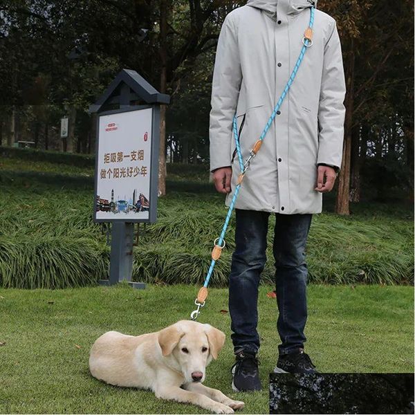 Guinzagli per obbedienza per addestramento del cane Imbracatura per cani Walker Doppio guinzaglio Mani che camminano Catena multifunzionale Accessori per animali domestici Drop Deliver Dhkvd