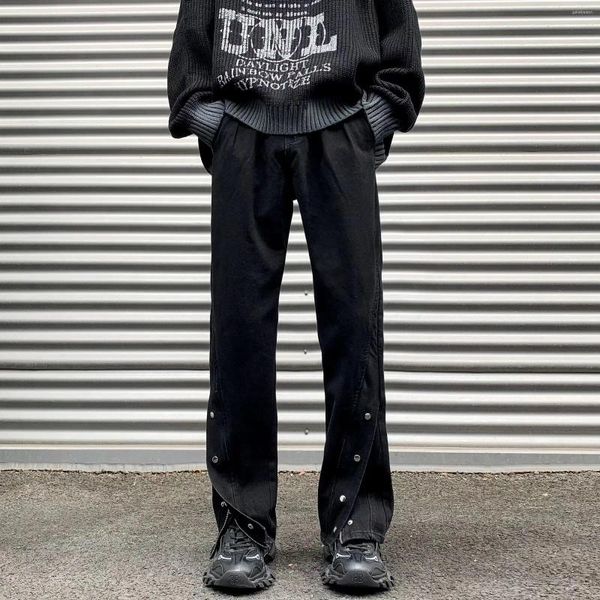 Мужские джинсы High Street Мужчины Корейская версия трендовых брюк с разрезами на штанах Весенний фестиваль 2024