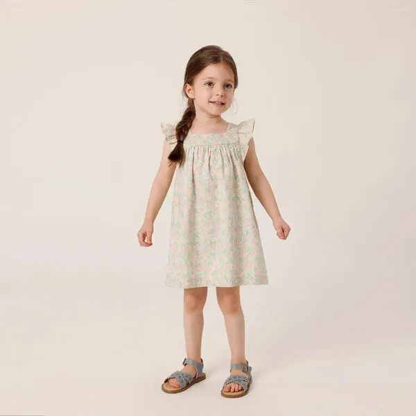 Платья для девочек MARCJANIE Girls Summer Begonia Blossom Pure Cotton 230521 Французская серия