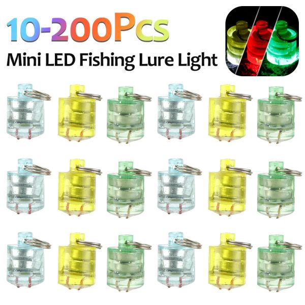 Tools 10200 Stück Mini-Nacht-Angellicht, Fischfalle, Mini-zylindrische LED, helle 3-farbige blinkende Angelköder-Lampe zum Angeln