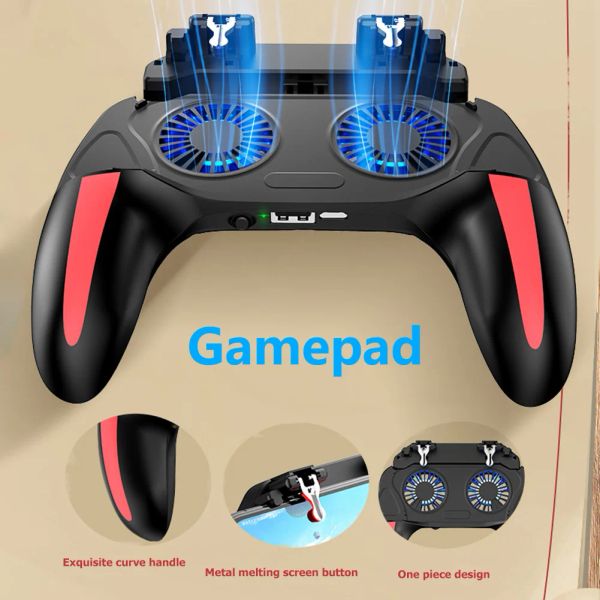 GamePads H10 Mobile Game Game GamePad с двойным охлаждающим вентилятором для охлаждения для Pubg ios Android