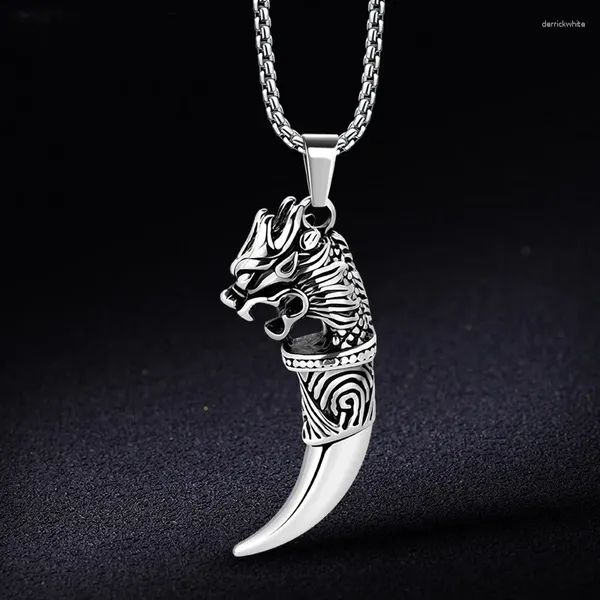 Anhänger Trendy Dragon Claw Anhänger S925 Halskette Männer Schmuck Dominante Persönlichkeit Wolf Zähne Männliche Halsband Zubehör