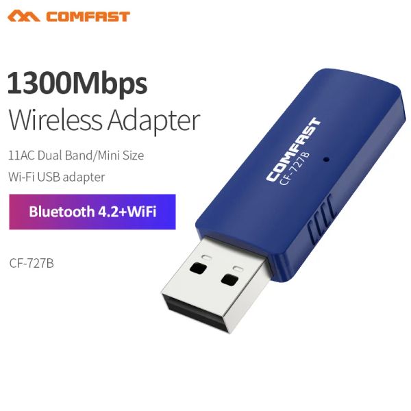 Lautsprecher Bluetooth 4.2 USB Dongle 2,4G5GHz 1300Mbps Wireless WiFi Adapter LAN Netzwerkkarte für PC Laptop BT Lautsprecher Gamepad Kopfhörer