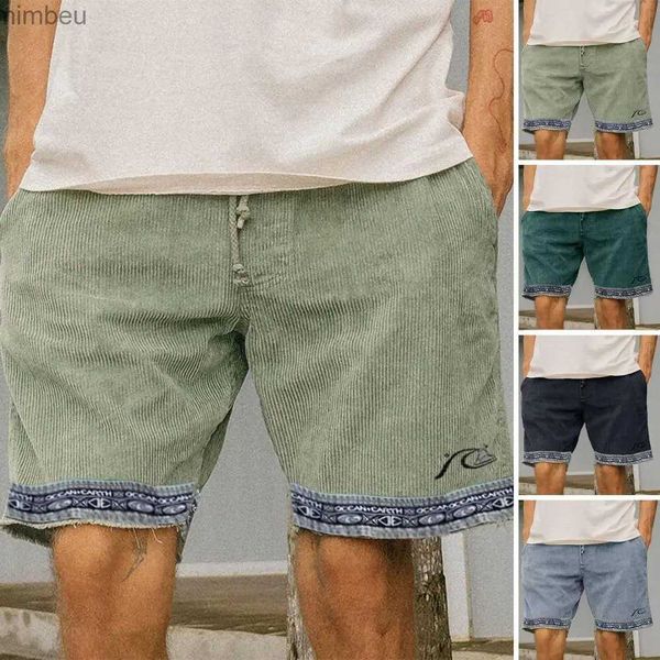 Herren-Shorts, modische bedruckte männliche kurze Hosen, Sommer, Vintage-Cord-Taschen, Surf-Shorts für Herren, lässig, Strand, Laufen, Breechcloth-Böden 240226