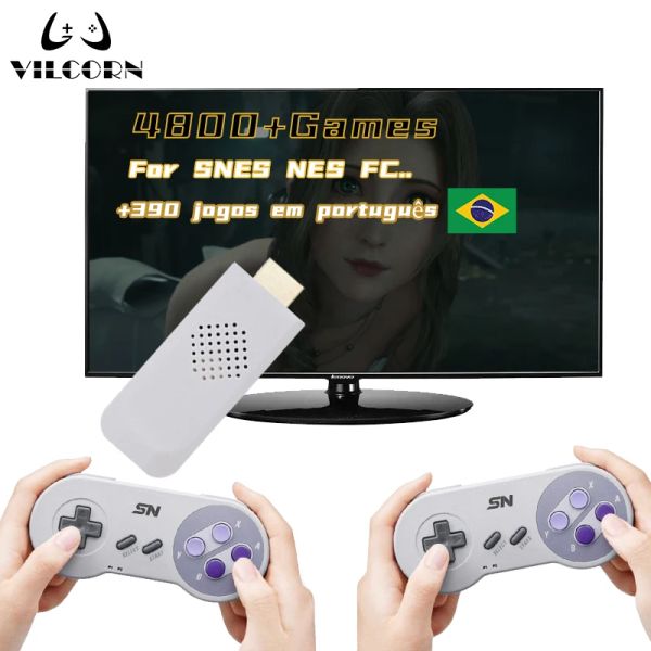 Consoles SF900 Console de videogame sem fio HDMI para Everdrive Super Nintendo SNES NES Retro Game Stick Bulitin 4800 + Jogos Baixa Latência