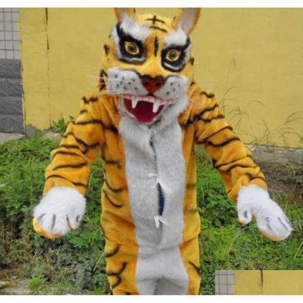 Costumi mascotte Tigre Adt Costume Unisex Abbigliamento da cartone animato Vestito operato Halloween Per spettacoli teatrali Abiti da spettacolo Consegna a domicilio Co Dhhhy
