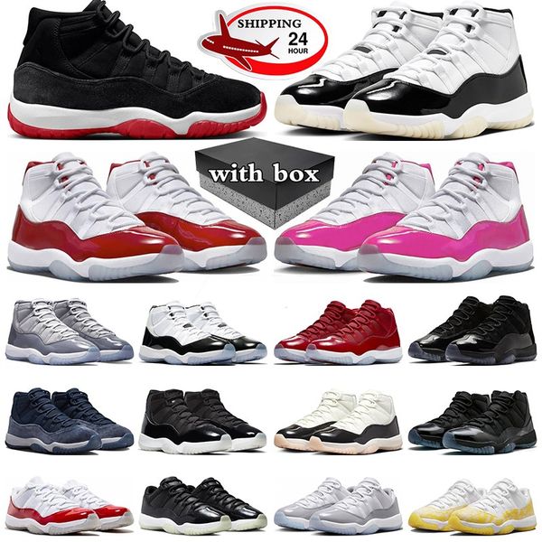 Mit Box Jumpman 11 11s Basketballschuhe j11 Bred Velvet Cherry Gratitude Cool Grey Cement Grey Herren Trainer Damen Turnschuhe Sport