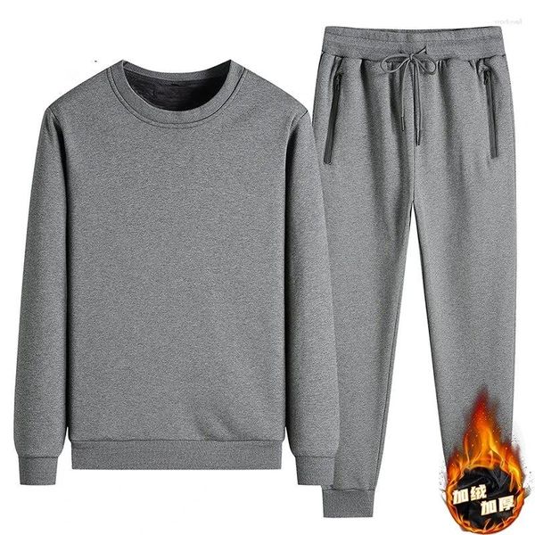 Tute da uomo Inverno Addensare In Pile Tuta da Uomo Manica Lunga Felpa E Pantaloni Della Tuta Set da 2 Pezzi Caldo Vestito Sportivo Casual Termico