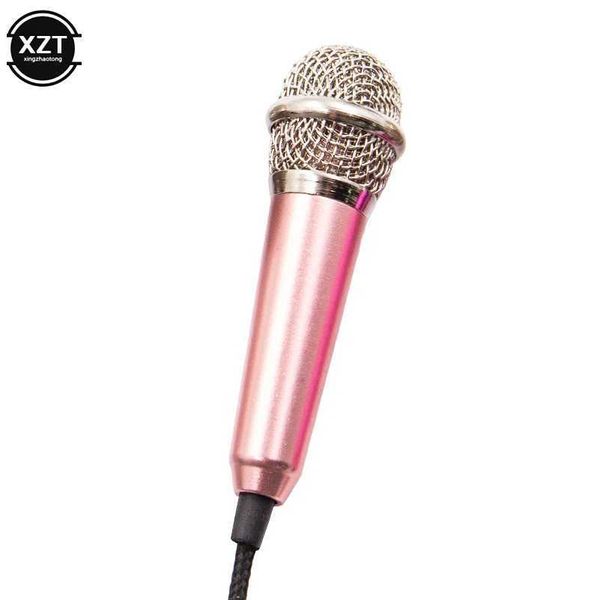 Mikrofonlar Taşınabilir 3.5mm Stereo Studio Mic KTV Karaoke Mini Mikrofon Akıllı Telefon Dizüstü Bilgisayar PC Masaüstü Handheld Audio Microfon 24410