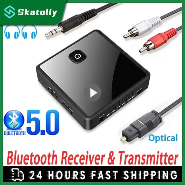Lautsprecher Bluetooth 5.0 Sender Empfänger Aptx Low Latency 3,5 mm AUX Jack Optischer SPDIF Wireless Audio Adapter für PC TV Auto Lautsprecher
