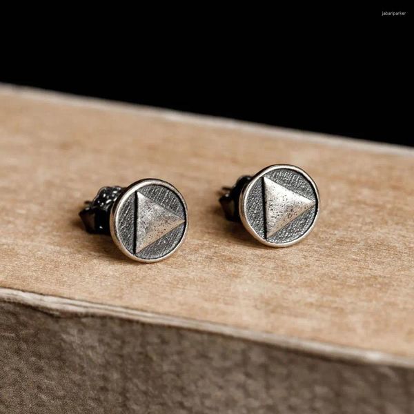 Orecchini a bottone Jenamery S925 in argento sterling triangolo semplice per Wowen Gioco creativo a forma di chiave per gioielli da uomo