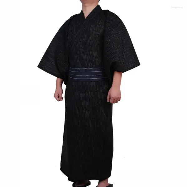 Roupas étnicas Traje Samurai Japonês Kimono Jinbei Katun Longhouse Roupas.Roupas Tradicionais Yukata Pretas