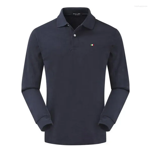 Herren Polos Designer Nationalflagge Logo Baumwolle Poloshirt Langarm Revers T-Shirt High-End Casual Male Tops T-Shirt