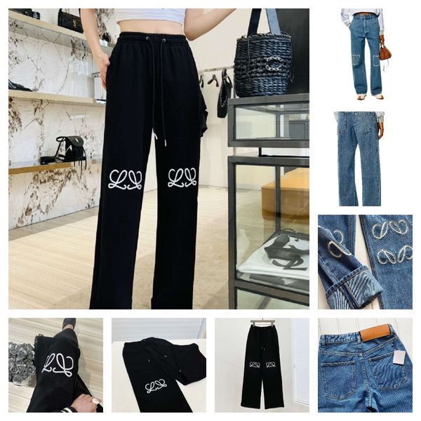 Hose Frau Stapeljeans Frau Designerjeans schwarze Jeans Damenjeans Designerhosen Damenmode Brief bestickte grafische Denimhose lose Jeans Luxushose