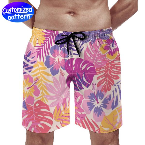 Pantaloni da spiaggia da uomo personalizzati con tasca non sbiadiscono, respirano comodi e non si formano facilmente pelucchi con coulisse design a rete sciolto casual pelle pesca 170 g Rosa