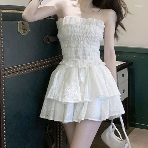 Abiti casual Bianco Mini abito Lolita sexy Donna Harajuku Festa serale Compleanno Prom Abiti Kawaii Moda coreana