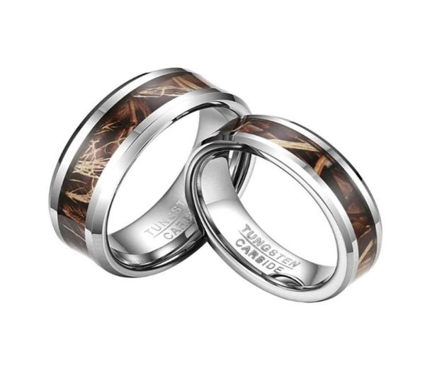 Anéis de casamento 8mm tungstênio para homens mulheres casal anel define chifres de veado caça banda de noivado jóias presentescasamento2791394