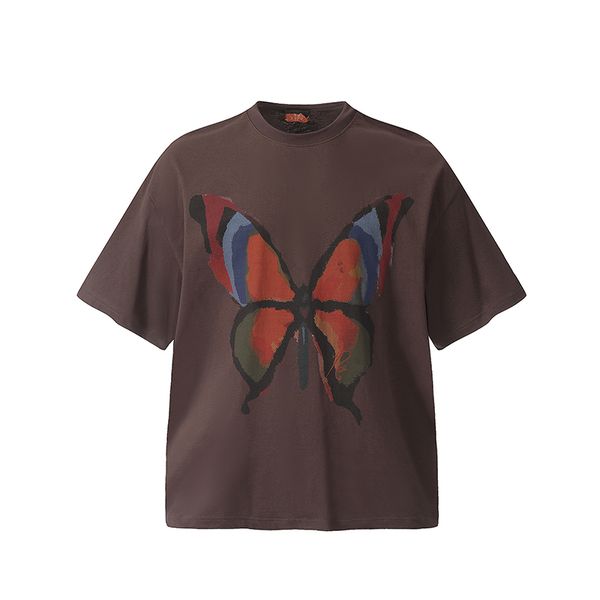 Borboleta pintura a óleo impressão bordado camiseta homens camiseta primavera verão mulheres oversize rua skate casual algodão tshirt 24ss 0227