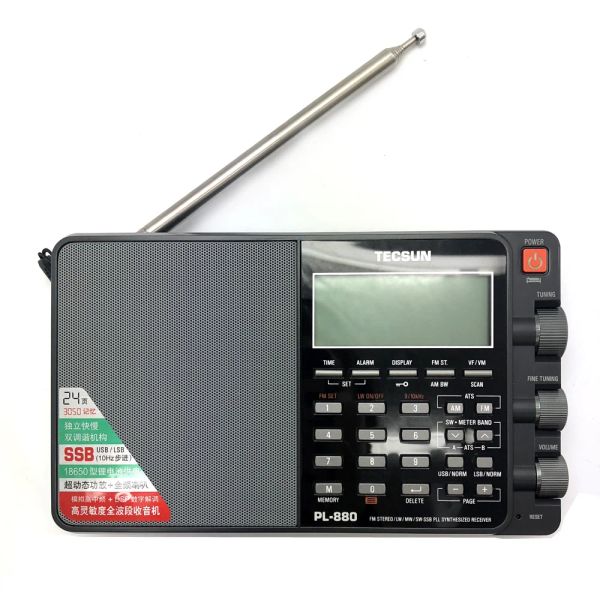 Radyo Tecsun PL880 Yüksek Performanslı Tam Bant Taşınabilir Dijital Ayarlama LW/SW/MW SSB PLL Modları FM (64108MHz)