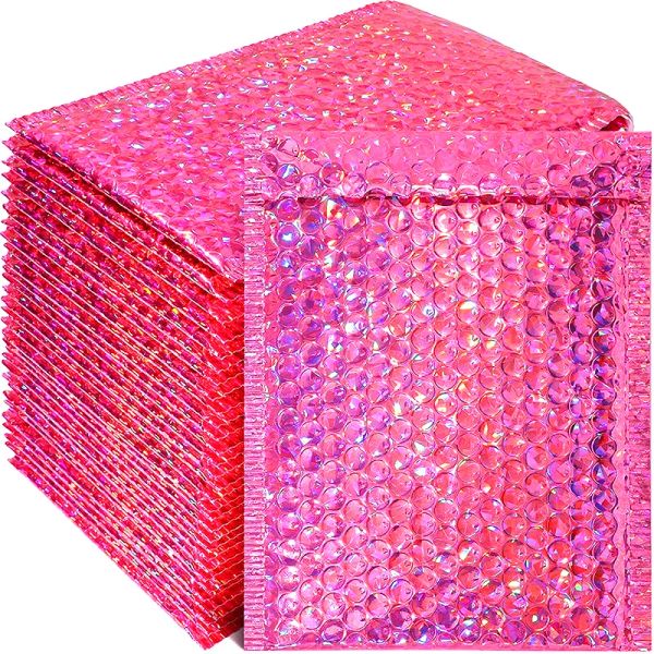 Buste Nuovo 50 pz/pacco Laser Rose Red Imballaggio Spedizione Bubble Mailer Lamina d'oro Buste imbottite in plastica Sacchetto regalo Busta postale