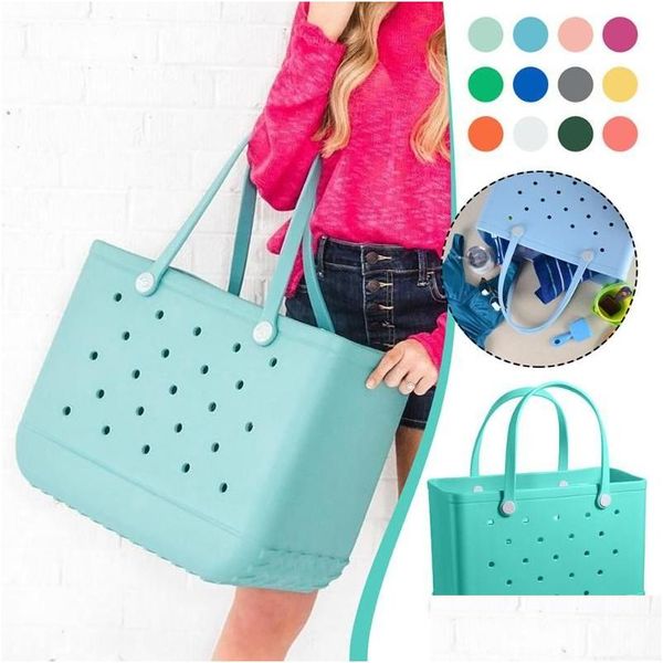 Festa Favor Verão Eva Beach Bag Luxo Grande Capacidade Bolsa De Borracha À Prova D 'Água Leve Senhoras Oversized Tote Cesta Para Ginásio Swim Dhjgp