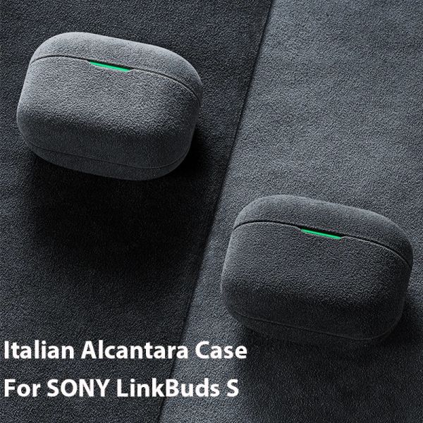 Zubehör Italienische Alcantara-Hülle für SONY LinkBuds S Luxuriöses weiches Leder Handgefertigte LinkBuds S-Abdeckung Bluetooth-Kopfhörerhüllen Dunkelgrau