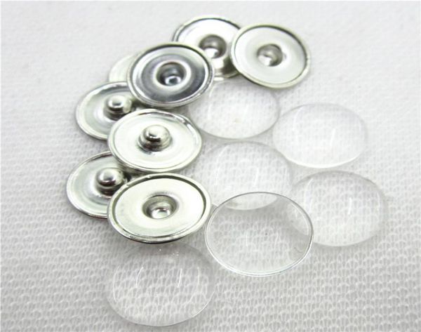 20 set Tasarım Özel Takı Snap Düğmesi Yapma Pirinç Snap Düğmeleri Açık Cam Cabochons Bakır Açık Düğme 18mm7348610