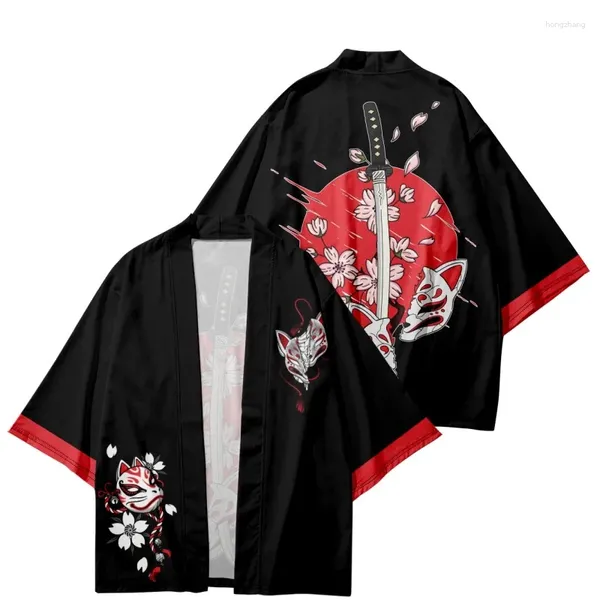 Roupas étnicas Anime Moda Primavera Verão Casaco Japonês Kimono Cardigan Haori para Mulher Homem Solto Fino Exterior Garment Pano