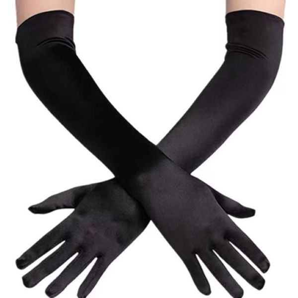 Женские перчатки с пятью пальцами, длина 53 см, сексуальная готическая Лолита, вечерняя грелка для рук, 1920-е годы для косплея, оперный костюм, коктейль309l
