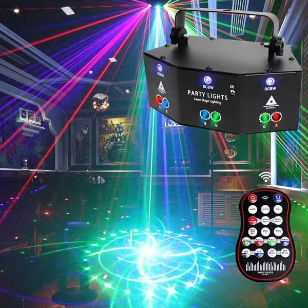 Telecomando portatile LED Stage Light DJ KTV Lampada da discoteca Proiettore Luci laser Flash per la festa di Natale Bar di nozze