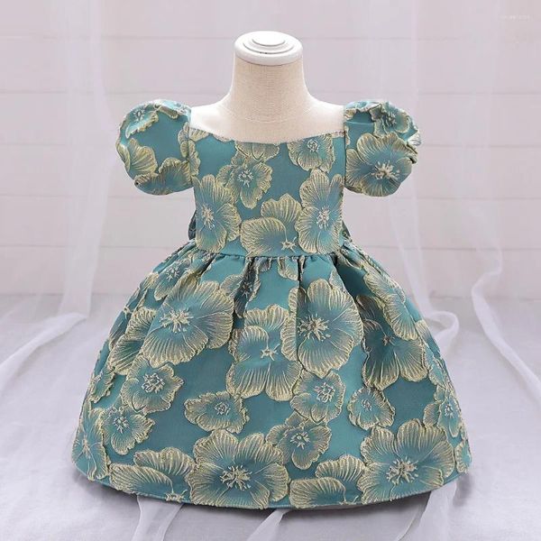 Kız Elbiseler Sonbahar Bebek 1 Yıl Kalın Çiçek Çocuk Noel Prenses Brithday Vestidos Toddler Çocuk Tatil Giysileri 0 ila 24 Ay
