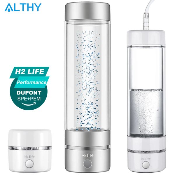 Appunti H2life Bottiglia per generatore di acqua di idrogeno ad alte prestazioni Dupont Spe + pem Creatore a doppia camera Lonizer Cup + dispositivo di inalazione H2