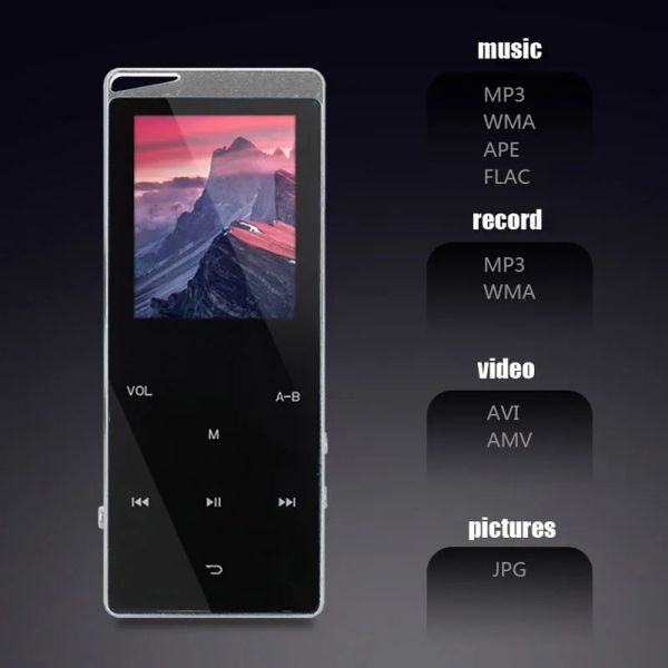 Jogadores Luxo Metal MP4 Player Bluetooth Player Portátil Slim MP3 MP 4 Media 2 Polegada Touch Key FM Radio 16GB Music Player Presente