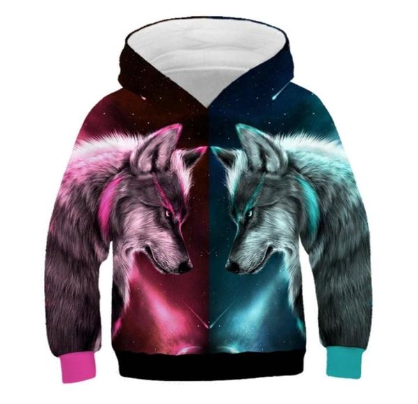 Meninos meninas lobo padronização hoodies outono inverno adolescente crianças animal hoodie infantil criança menino trajes moletom roupas 2101158515231