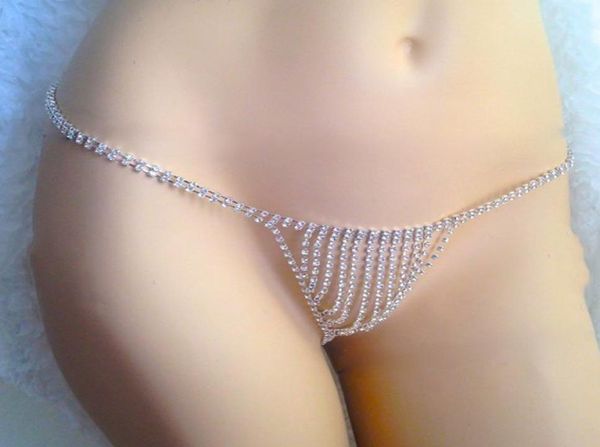 Sexy catena della pancia vita gioielli strass strass cristallo austriaco burlesque lingerie perizoma perizoma mutandine danza JCK0215270432