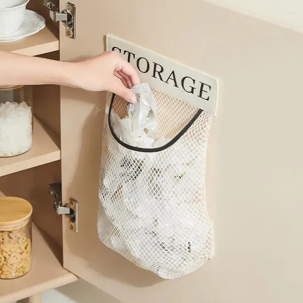 Sacos de armazenamento Malha Hang Bag Dispenser Wall Mount Lixo Titular Compras para Sala de estar Cozinha