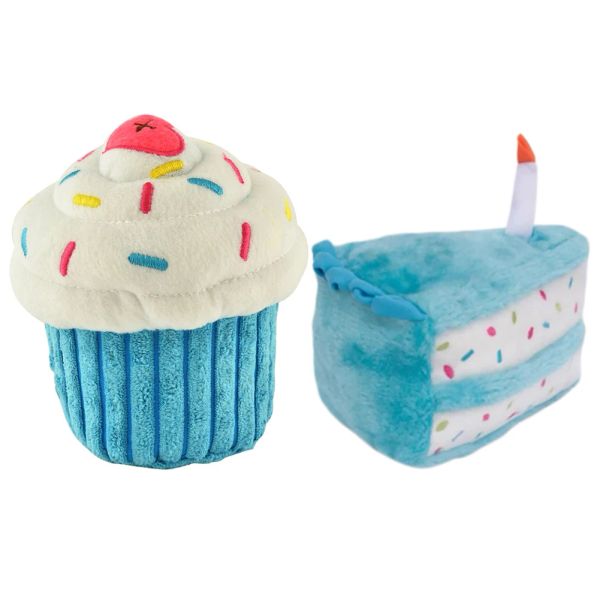 Brinquedos de pelúcia macio cupcake brinquedo do cão casa jardim squeaky mastigar bolo de aniversário bonito pelúcia jogar mordida resistente celebração interativo