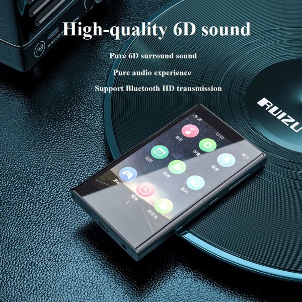 Плееры RUIZU H10 Металлический MP3-плеер BT 5.0 Встроенный динамик с 3,8-дюймовым сенсорным экраном 16G/32G Музыкальный плеер Радио Запись видео в электронных книгах
