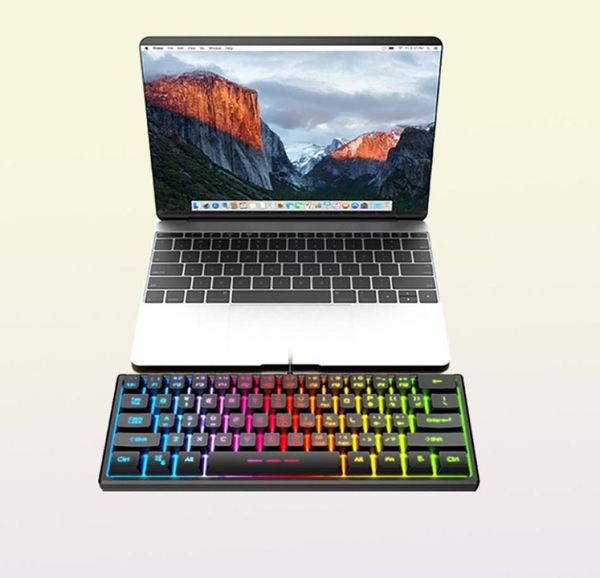 Epacket K401 Teclado manipulador com fio pequeno portátil RGB luminoso laptop escritório games2399622