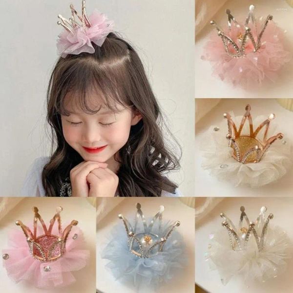 Acessórios de cabelo Kawaii Children's Crown Hairpin Rhinestone Cute Girl Tiaras Alloy Pearl Kids Headwear Clip